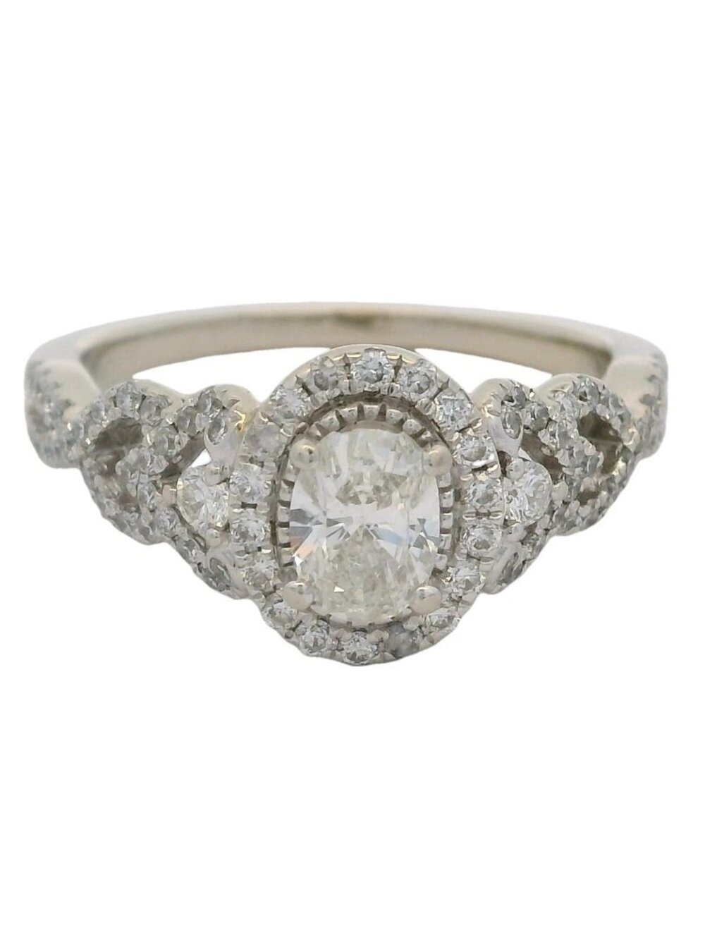 Vera Wang Love Oval Diamond Solitaire Ring Diamond Halo Twisted Band Size 8